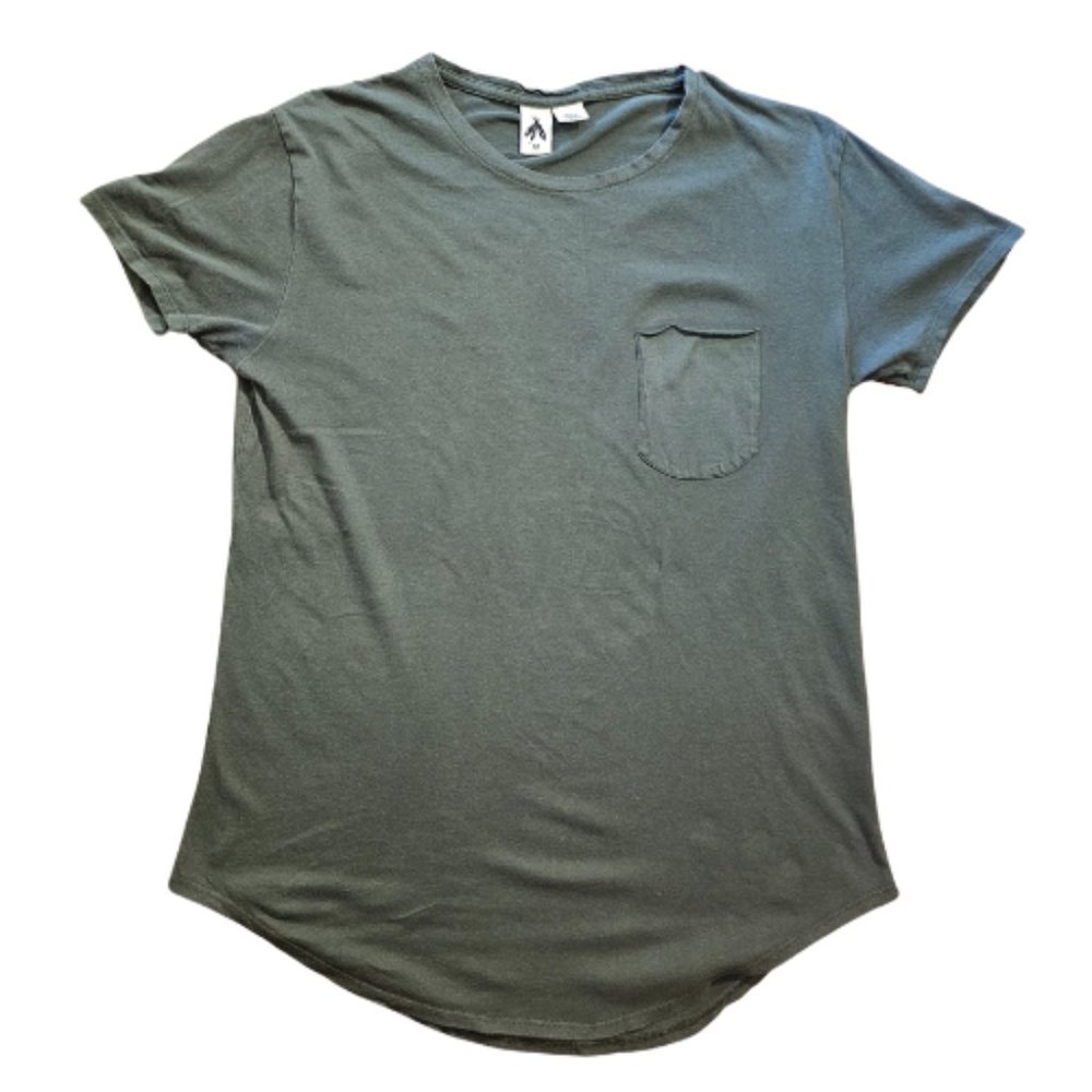 Comfy Tight Fit Medium Short Sleeve Rounded Hem Chest Pocket T Tee Shirt Green M